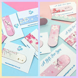 cherry blossom bookmark magnetic bookmarks cute kawaii gifts uk spring blossoms floral book mark cat rabbit turquoise blue white pretty uk kawaii stationery gift gifts flowers spring pink fold over magnet present book lover planner