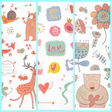 forest love translucent washi sticker stickers pack 3 sheets sheet bear fox deer snail bird birds flower flowers floral leaves leaf nature heart hearts cake butterfly uk cute kawaii stationery set