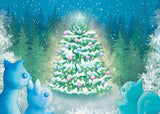 greeting greetings card cards christmas festive uk handmade kawaii cute stationery hand made forest wood woodland pastel fir tree tree cute animals deer squirrel rabbit blue turquoise pretty colours illustrations artist art