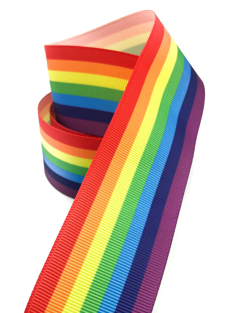 Wide Rainbow Striped Grosgrain Ribbon -38mm (Discontinued