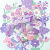 lilac purple pink white spring flower flowers sticker stickers flake flakes pack set of 40 20 uk cute kawaii stationery blossoms blossom leaves clear plastic pet big blooms summer planner supplies