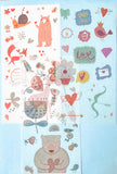 forest love translucent washi sticker stickers pack 3 sheets sheet bear fox deer snail bird birds flower flowers floral leaves leaf nature heart hearts cake butterfly uk cute kawaii stationery set woodland animals