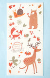 forest love translucent washi sticker stickers pack 3 sheets sheet bear fox deer snail bird birds flower flowers floral leaves leaf nature heart hearts cake butterfly uk cute kawaii stationery set woodland animals