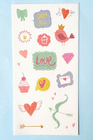 forest love translucent washi sticker stickers pack 3 sheets sheet bear fox deer snail bird birds flower flowers floral leaves leaf nature heart hearts cake butterfly uk cute kawaii stationery set woodland animals
