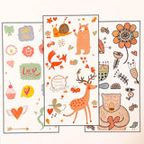 forest love translucent washi sticker stickers pack 3 sheets sheet bear fox deer snail bird birds flower flowers floral leaves leaf nature heart hearts cake butterfly uk cute kawaii stationery set woodland animals