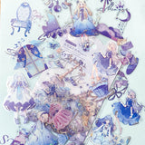 magic magical fantasy clear plastic sticker flake flakes pack 40 purple lilac blue holographic silver foil stickers girls girl cup bottle potion spell book jar feather star starts moon moons galaxy sky cloud clouds scales shell pink uk stationery planner supplies cute kawaii