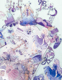 magic magical fantasy clear plastic sticker flake flakes pack 40 purple lilac blue holographic silver foil stickers girls girl cup bottle potion spell book jar feather star starts moon moons galaxy sky cloud clouds scales shell pink uk stationery planner supplies cute kawaii