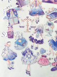 magic magical fantasy clear plastic sticker flake flakes pack 40 purple lilac blue holographic silver foil stickers girls girl cup bottle potion spell book jar feather star starts moon moons galaxy sky cloud clouds scales shell pink uk stationery planner supplies cute kawaii
