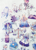 magic magical fantasy clear plastic sticker flake flakes pack 40 purple lilac blue holographic silver foil stickers girls girl cup bottle potion spell book jar feather star starts moon moons galaxy sky cloud clouds scales shell pink uk stationery planner supplies cute kawaii