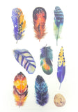 bright feather feathers bird egg eggs translucent washi paper sticker stickers sheets pack 6 kawaii cute uk stationery gifts birds tracing paper matte