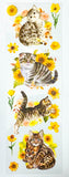 sunflower golden yellow orange flowers cat cats pretty kittens plastic clear sticker stickers sheet garden tabby tabbies grey brown floral uk stationery cute kawaii