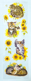 sunflower golden yellow orange flowers cat cats pretty kittens plastic clear sticker stickers sheet garden tabby tabbies grey brown floral uk stationery cute kawaii