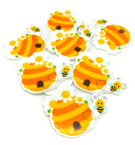 honey bee hive bees bumblebee honeybee cute acrylic flatback flat back planar uk cute kawaii fbs embellishment daisy daisies yellow white