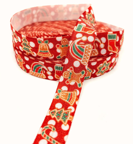 warm red polka dot christmas festive elastic ribbon gingerbread man men bell tree hat stocking uk cute kawaii ribbons elastics yard craft supplies