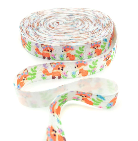 kawaii fox foxes cute elastic ribbon ribbons baby cub cubs woodland foe fold over elastics uk crafts craft supplies stretch bow flowers floral
