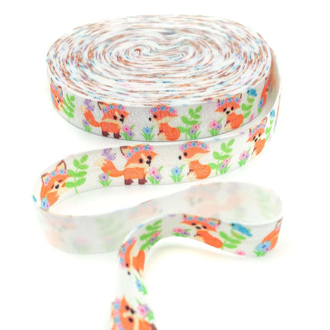 kawaii fox foxes cute elastic ribbon ribbons baby cub cubs woodland foe fold over elastics uk crafts craft supplies stretch bow flowers floral