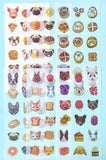 translucent washi paper sticker stickers pack of 6 sheets animal animals food drink cute uk stationery panda dog dogs cat cats fox bread cake fruit bear bunny hedgehog faces planner addict pig donut snacks