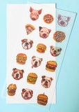translucent washi paper sticker stickers pack of 6 sheets animal animals food drink cute uk stationery panda dog dogs cat cats fox bread cake fruit bear bunny hedgehog faces planner addict pig donut snacks