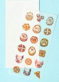 translucent washi paper sticker stickers pack of 6 sheets animal animals food drink cute uk stationery panda dog dogs cat cats fox bread cake fruit bear bunny hedgehog faces planner addict pig donut snacks