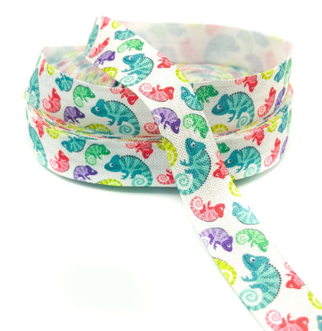cute chameleon chameleons elastic foe ribbon fold over elastics ribbons animals animal kawaii uk crafts craft supplies