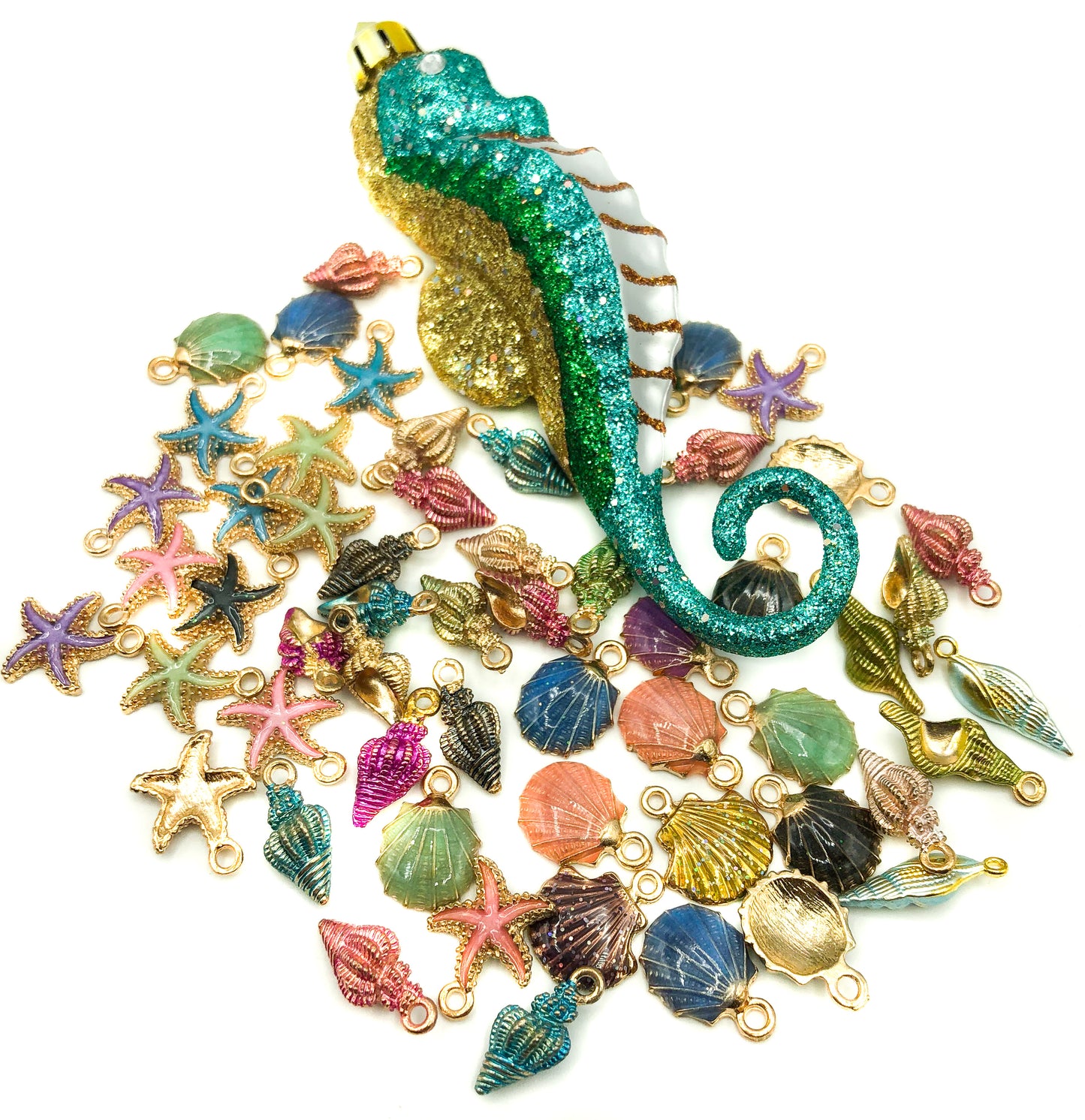 seashell shells gold tone charm charms bundle alloy enamel shell