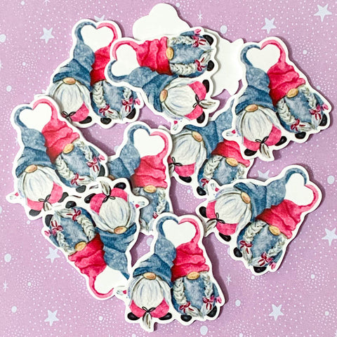 pair of two pink grey heart hearts love pretty couplefestive christmas gnome gnomes gonk gonks cute kawaii craft supplies planar fb flatback flat back embellishment uk hat santa stars white beard old man
