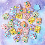 cute kawaii gummy bear bears animal flatback flat back bunny bunnies rabbit rabbits resin acrylic small little fb embellishment flat back backs uk craft supplies pastel pink lilac blue green yellow lilac purple tiny fbs
