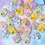 cute kawaii gummy bear bears animal flatback flat back bunny bunnies rabbit rabbits resin acrylic small little fb embellishment flat back backs uk craft supplies pastel pink lilac blue green yellow lilac purple tiny fbs fruit fruits strawberry strawberries