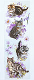 ilac purple floral flowers cat cats kitten kittens clear plastic sticker stickers sheet grey tabby tabbies kitty uk cute kawaii stationery planner supplies garden nature