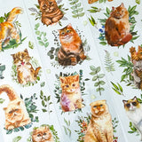 foliage green leaves leaf nature ginger cat cats clear sticker stickers sheet pretty kitten kittens uk cute kawaii stationery planner supplies