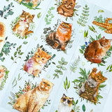 foliage green leaves leaf nature ginger cat cats clear sticker stickers sheet pretty kitten kittens uk cute kawaii stationery planner supplies