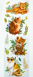 foliage green leaves leaf nature ginger cat cats clear sticker stickers sheet pretty kitten kittens uk cute kawaii stationery planner supplies
