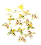 kawaii uk enamel and rhinestone bee charm bees charms gold tone rhinestones