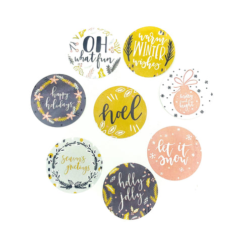 round retro vintage style cute kawaii festive christmas 25mm packing packaging sticker stickers seals uk stationery