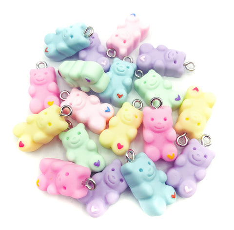 pastel candy colour gummy bear pretty resin charm charms pink lemon yellow lilac blue green uk craft supplies cute kawaii