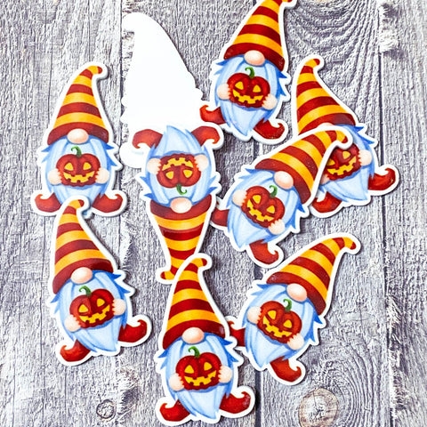 stripy red yellow halloween gnome gnomes gonk gonks acrylic flatback flat back planar planars uk cute kawaii craft crafts supplies pumpkin orange beard old man resins