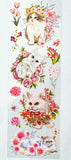 pretty pink and white floral flower flowers cat cats kitten kittens clear plastic sticker stickers sheet sheets pack uk stationery rose tulip dahlia lily garden nature green spring grey tabby