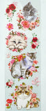 pretty pink and white floral flower flowers cat cats kitten kittens clear plastic sticker stickers sheet sheets pack uk stationery rose tulip dahlia lily garden nature green spring grey tabby