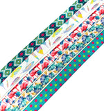 fold over elastic ribbon ribbons summer tropical pineapple flamingo aztec feathers leaves polka dots uk craft supplies elastics cute kawaii turquoise aztec geometric palms leaf leaves feather