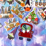 halloween christmas festive gnome gnomes gonk planar flat back fb flatback embellishments cute kawaii uk craft supplies witch wizard pumpkin car hat potion tree spiders boo white plastic resins