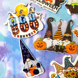 halloween christmas festive gnome gnomes gonk planar flat back fb flatback embellishments cute kawaii uk craft supplies witch wizard pumpkin car hat potion tree spiders boo white plastic resins