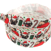 christmas pug pugs dog dogs puppy fold over elastic ribbon kawaii elastics cute fold over elastics ribbons uk kawaii craft supplies stretchy red green with santa hat