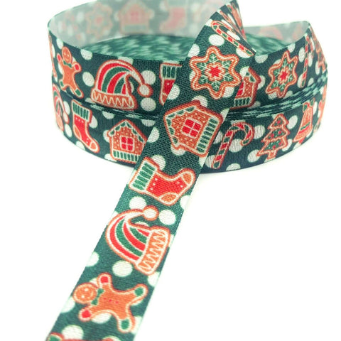 gingerbread men man cookie cookies festive christmas red green white elastic ribbon ribbons elastics foe fold over uk cute kawaii craft supplies yard