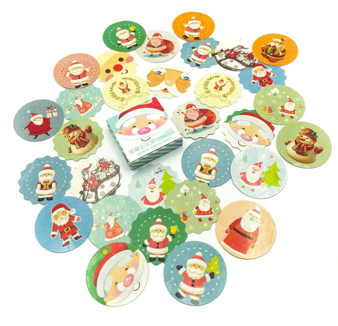 happy santa sticker stickers flake flakes 40 mini box cute festive christmas stationery kawaii uk father claus round