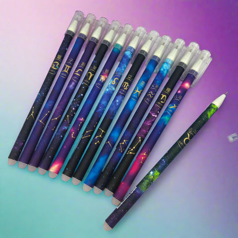 star signs sign stars zodiac pen pens eraser erasable rub out gel black ink fine line fineline uk stationery galaxy