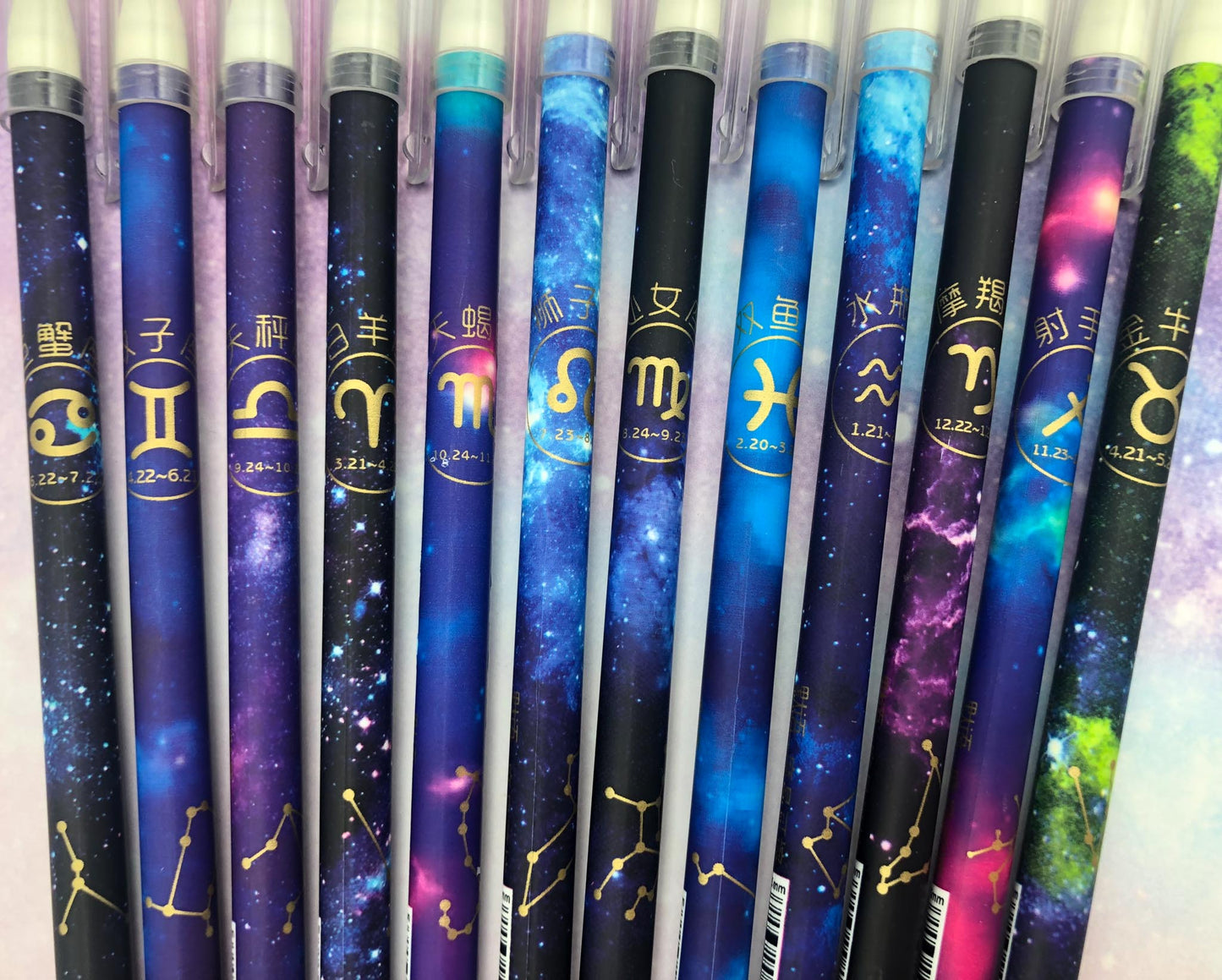 star signs zodiac erasable eraser pen blue black fineline ink fine gel pens uk cute kawaii stationery slim stars gold symbol