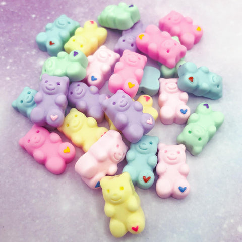 pastel candy colour gummy bear bears fb flat back flatback resin resins uk cute kawaii craft supplies embellishment