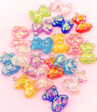 aurora borealis shimmery iridescent ab bear bears charm charms pendant pendants resin uk cute kawaii craft supplies chunky large big rainbow