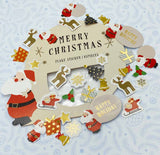 father christmas santa sack gold foil foiled sticker stickers flake flakes pack of 45 mini set 15 festive deer sleigh star presents reindeer bell tree stationery uk cute kawaii