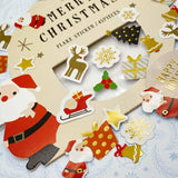 father christmas santa sack gold foil foiled sticker stickers flake flakes pack of 45 mini set 15 festive deer sleigh star presents reindeer bell tree stationery uk cute kawaii